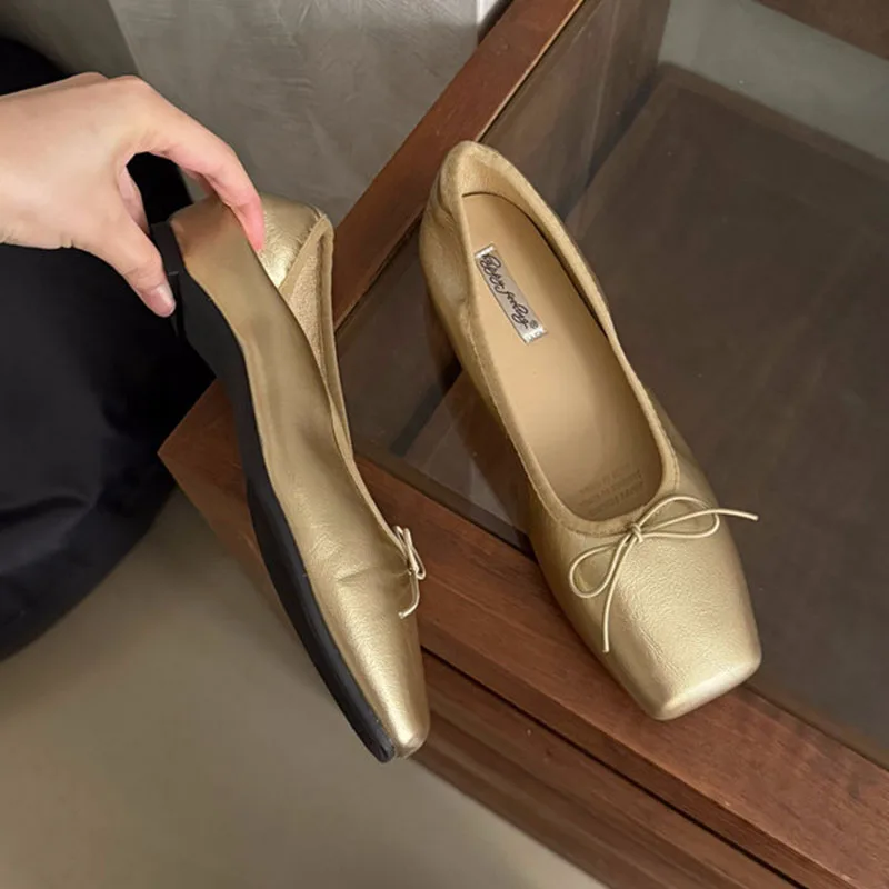Modische Ballerinas für Damen, höhenverstärkende Slip-On-Schuhe, flache Damenschuhe mit Schleifenknoten, neue Frühlings- und Herbstkollektion. – Detail 15