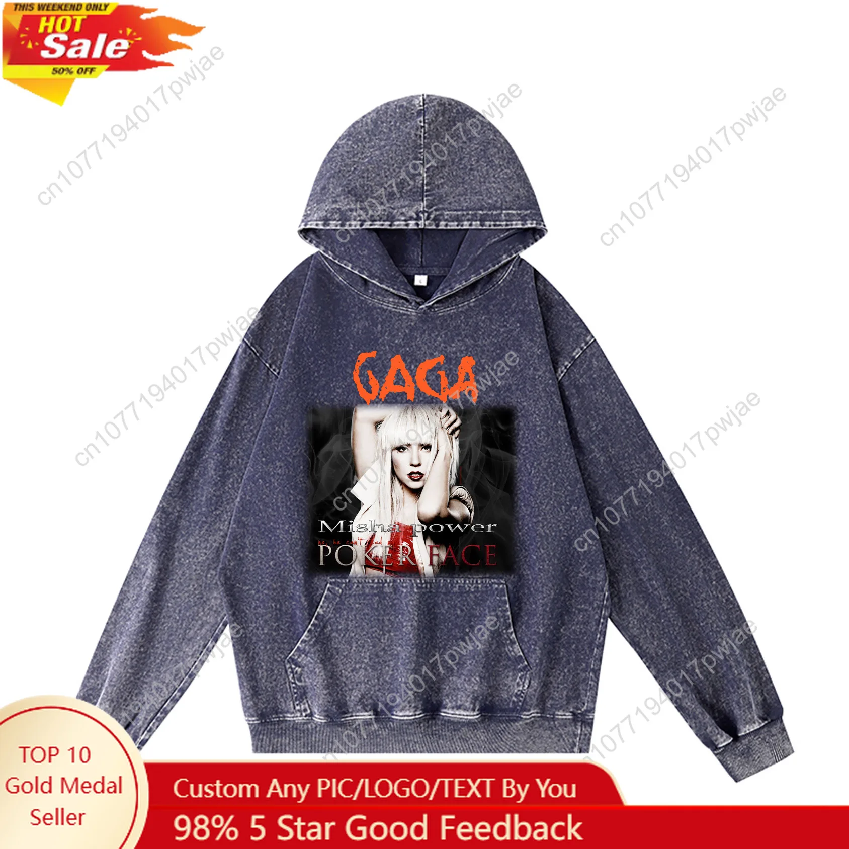 

Lady Gaga Singer Hoodie Hooded Sweatshirt Men Woman Vintage Pullover Sweatshirt With Pocket Oversized Customized Top