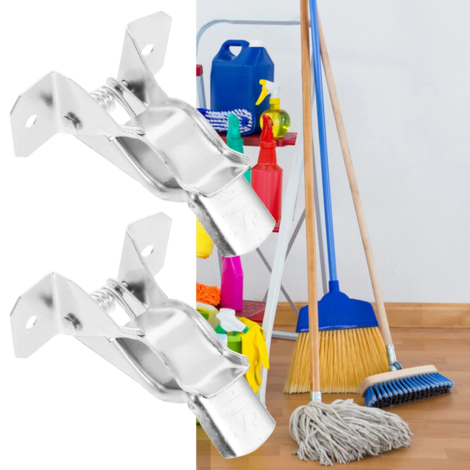

10 Pieces Tool Clamps Wall Mount Broom Holder Mop Storage Laundry Broom Holder Wall Mount Room Organizer Removable Hooks