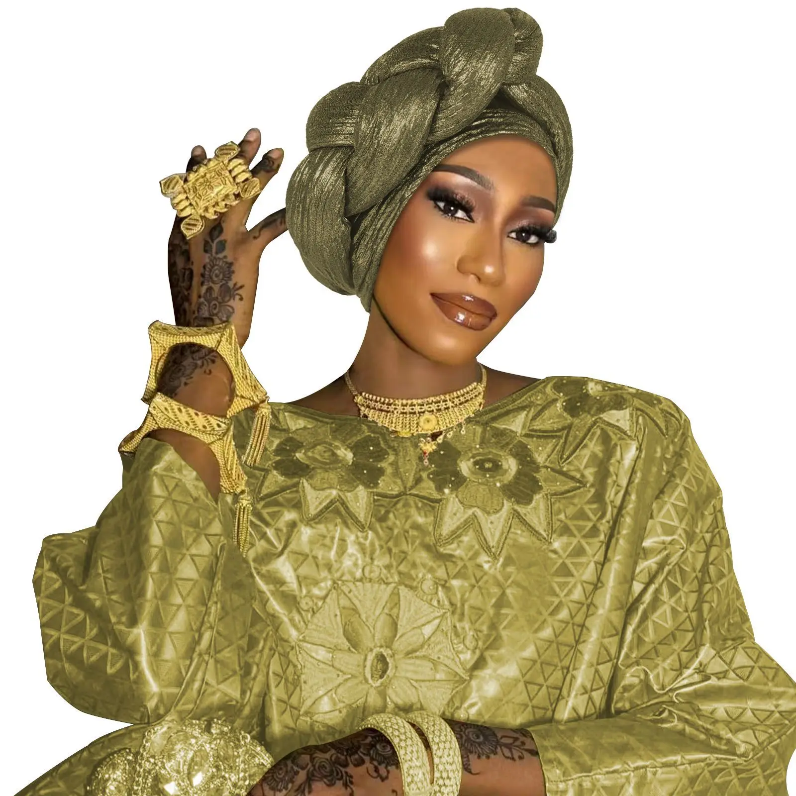 

Twisted Braid Turban Cap for Women African Lady Head Wraps Nigeria Raw Silk Autogele Headtie Muslim HaAfrican Women's Head Wraps