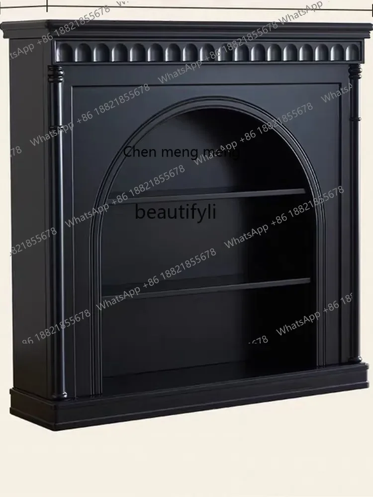 

HFrench retro solid wood fireplace decorative cabinet American living room porch cabinet decorative locker H