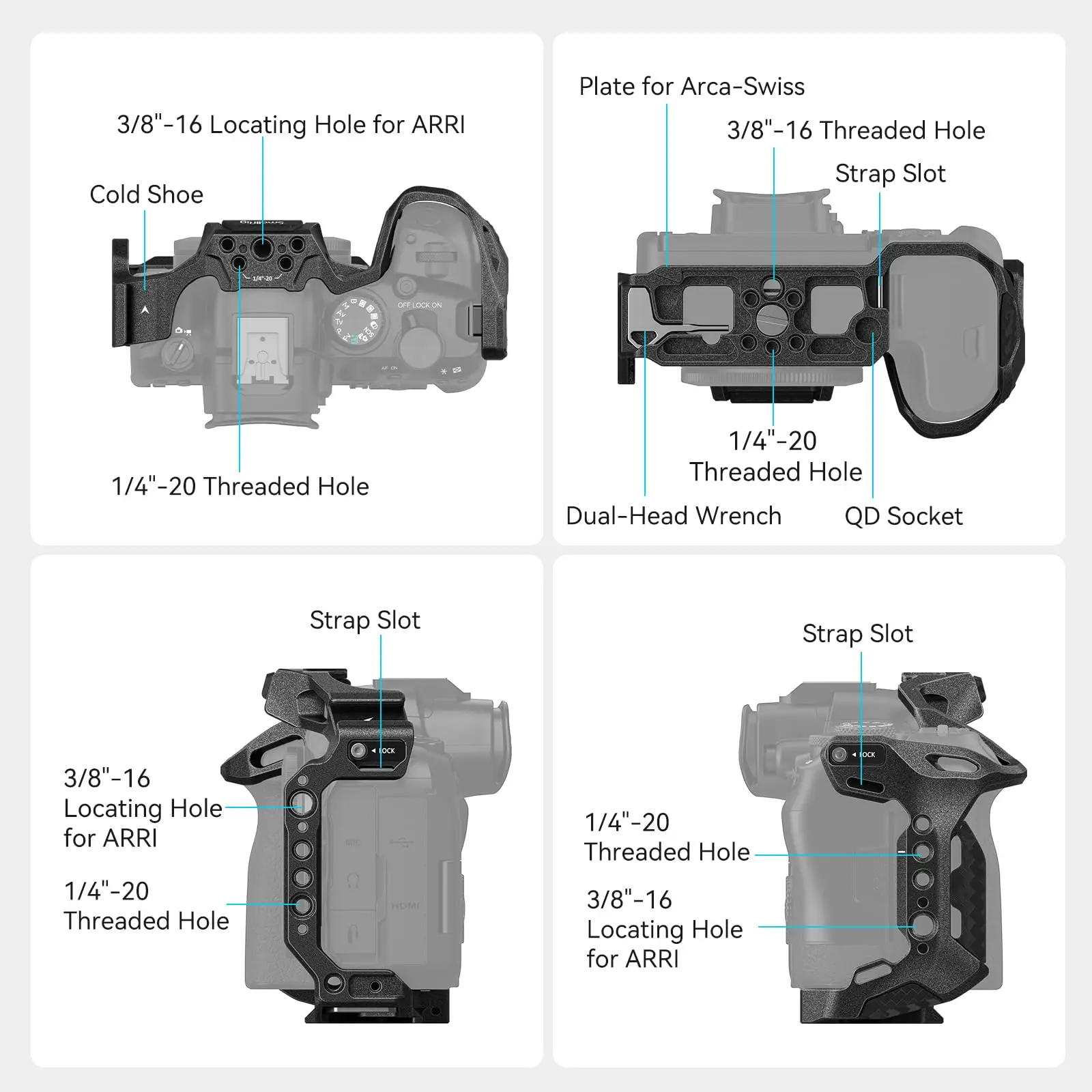 SmallRig 4161 “Black Mamba” Camera Cage for Canon EOS R6 Mark II with Multiple Mounting Points for Attaching Handle Microphone