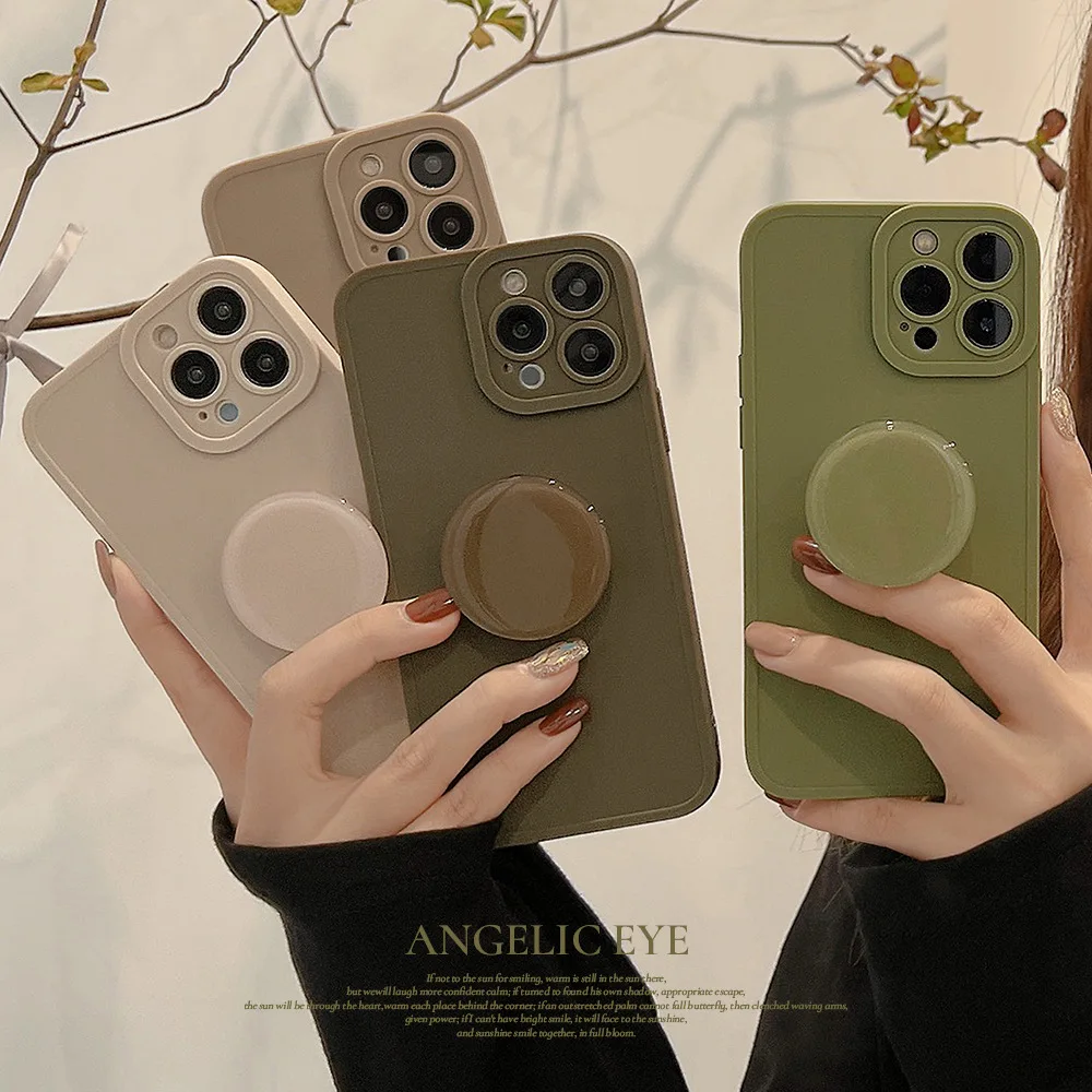 Vintage High-end Morandi Bracket Phone Case Suitable For iPhone 15 14 13 12 11 Pro Max X XS Max XR 7 8 Plus Back Cover