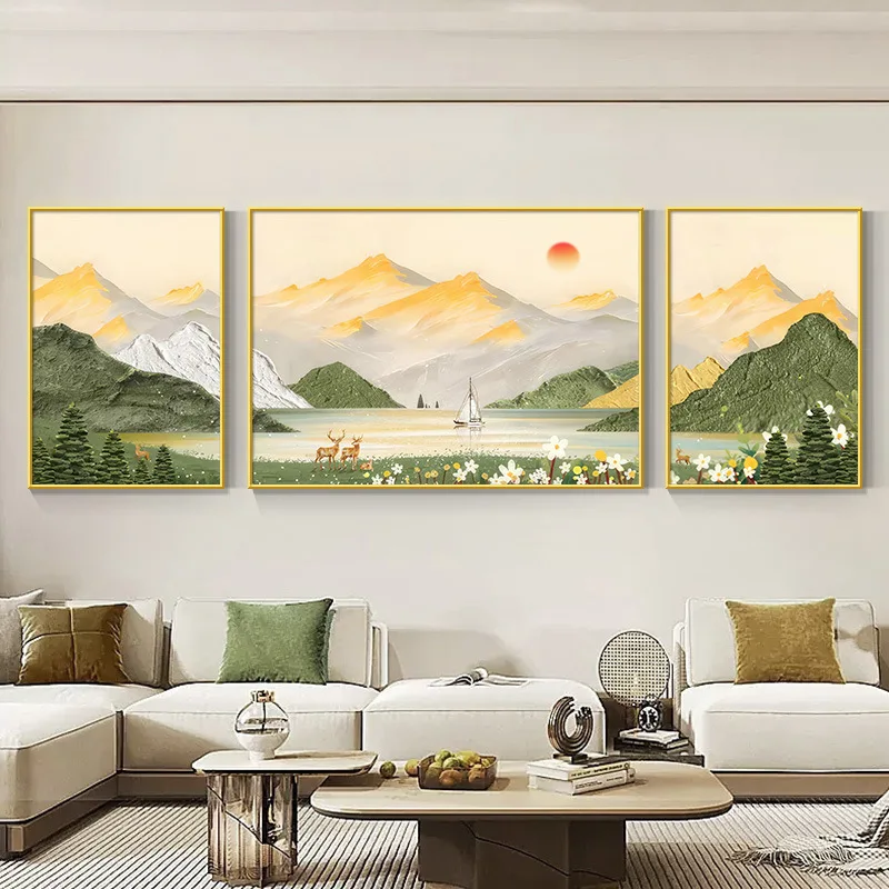 

Cornucopia landscape high-end decorative living room log wind canvas painting