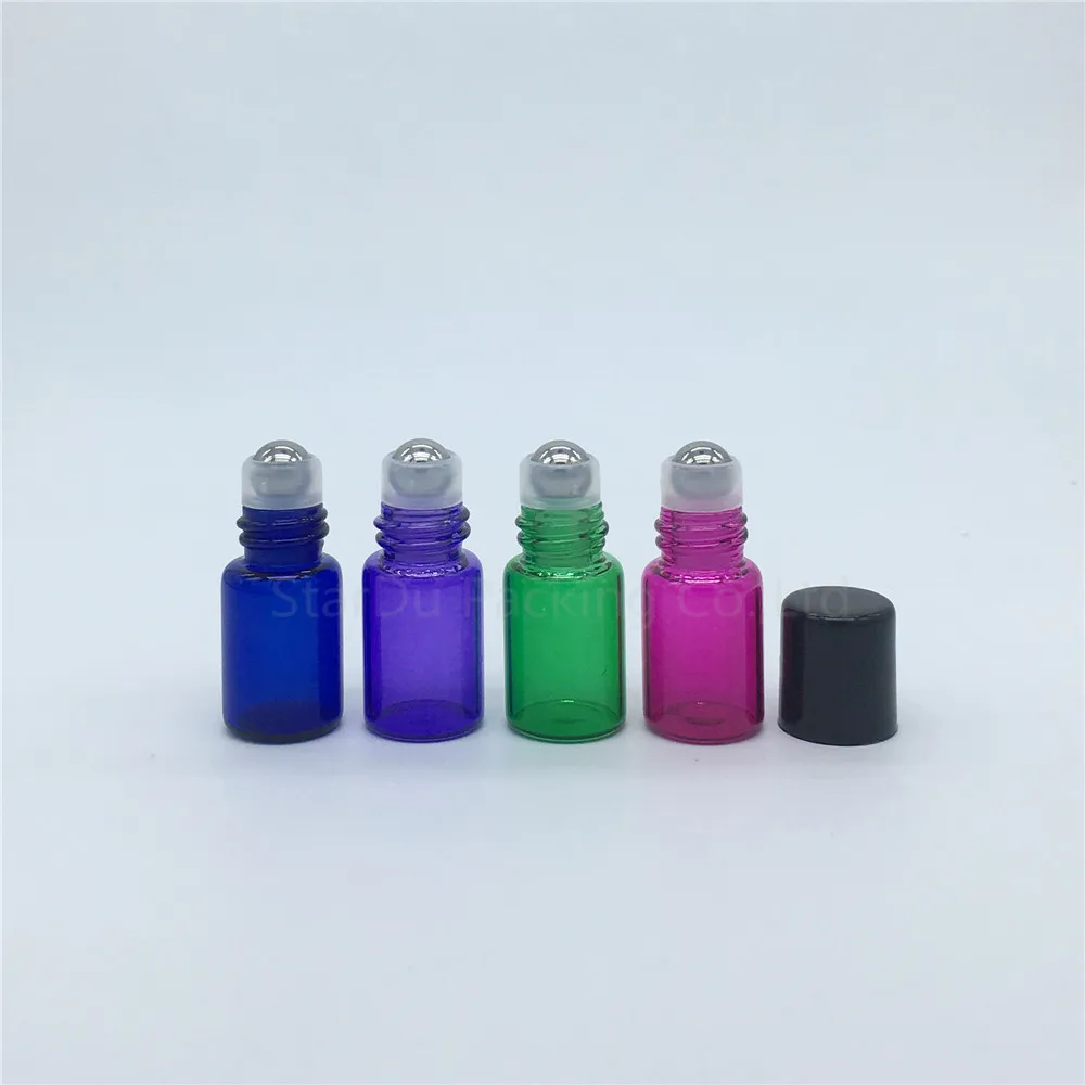 50pcs/lot 2ml Colour Roll On Perfume bottle, 2cc Essential Oil Rollon bottles,  Glass Roller Container