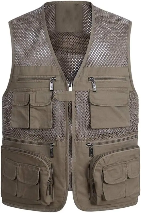 

4x Fishing Vest, Plus Size Outdoor Men’s Mesh Fishing Vest, Fishing Hunting Waistcoat with Pockets, Brown, Gray, Green