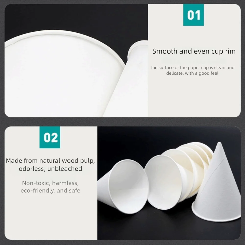 200Pcs 3.7Oz/4.5Oz White Paper Cone Cups Leakproof Coated Disposable Paper Cups Multi-functional 200 Count Snow Cone Cups