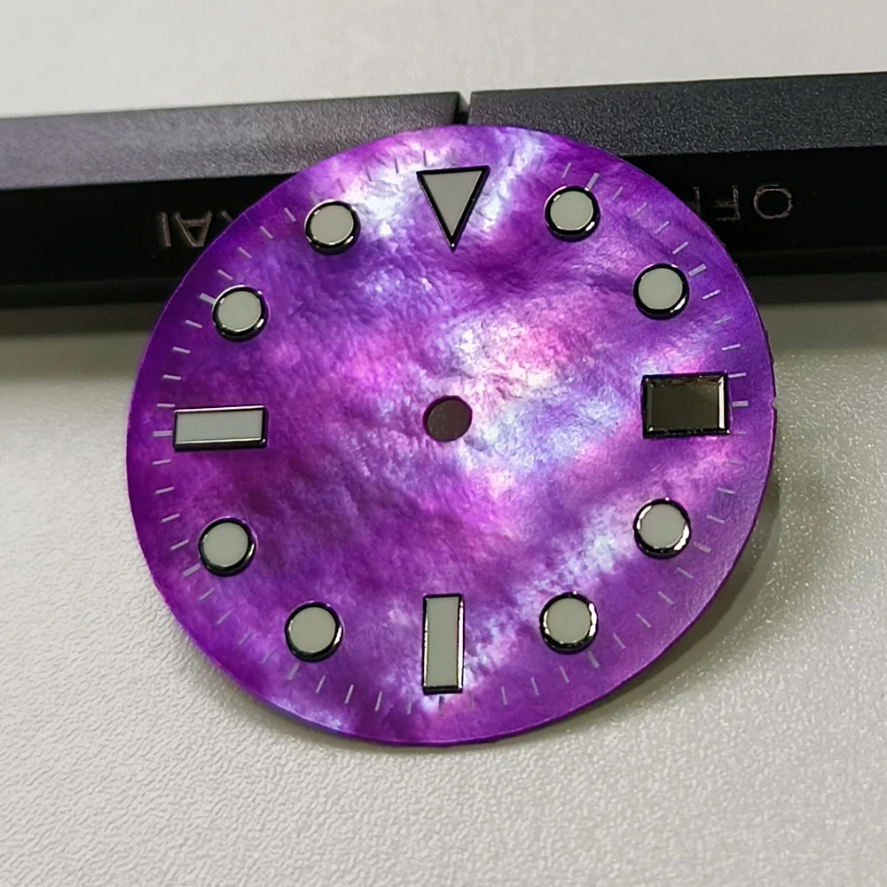 NH35 Dial 29.mm Pearl Shell Sterile Refractive Color Dial Luminous Dial Single Calendar Fit NH35 Automatic Movement