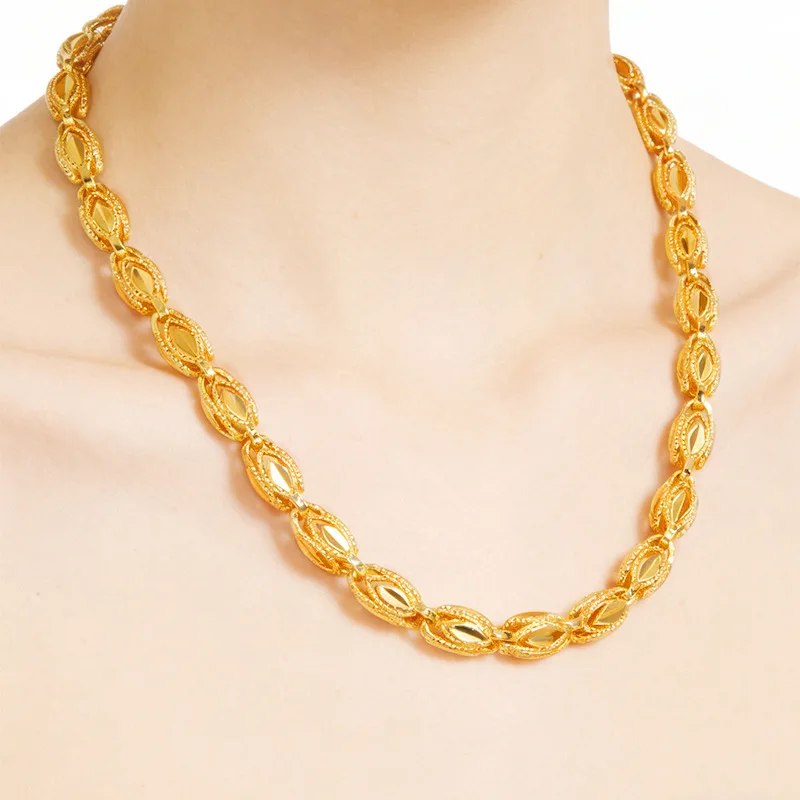 Luxury 24K 9999 Pure Gold real gold Men's and women's domineering hollow phoenix eye necklace