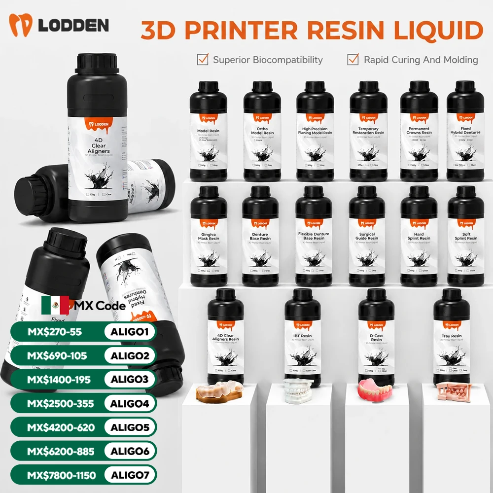 Lodden 3D-Druck Flüssigharz für Dentallabore, Digitaldrucker-Flüssigkeit für 385/405nm Drucker, hohe Präzision/permanente Kronen/Ortho-Modelle