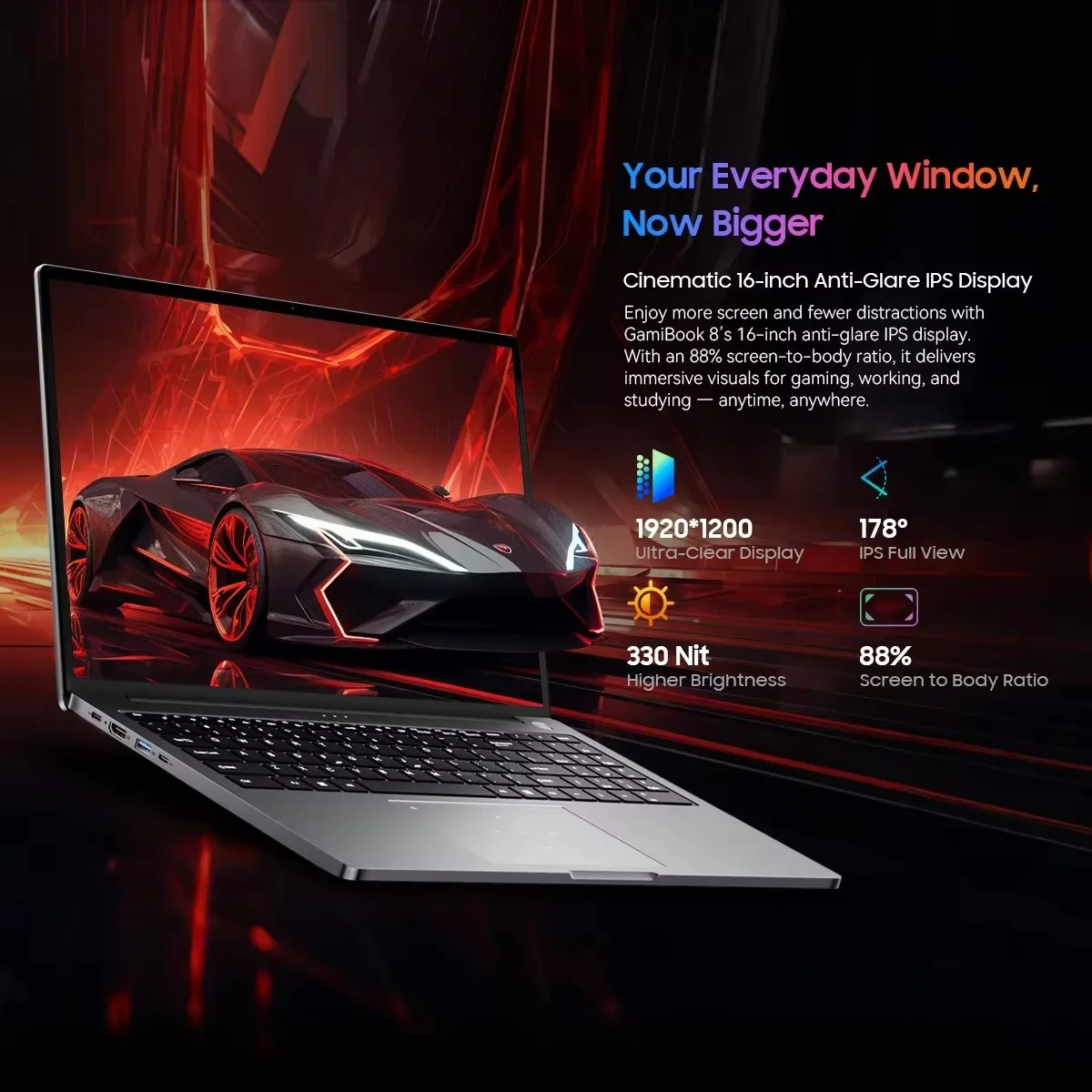 Blackview Portátil GamiBook 8 de 16 Pulgadas, AMD R7 7735HS, DDR5 16GB/32GB RAM, 512GB/1TB ROM, Windows 11 Pro, BT5.2, Wifi6