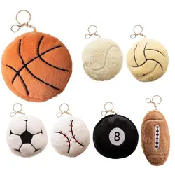 Simulation Ball Pendant Stuffed Soft Ball Kids Toy Soccer Football Cute Bag Pendant Basketball Keychain For Children Presents