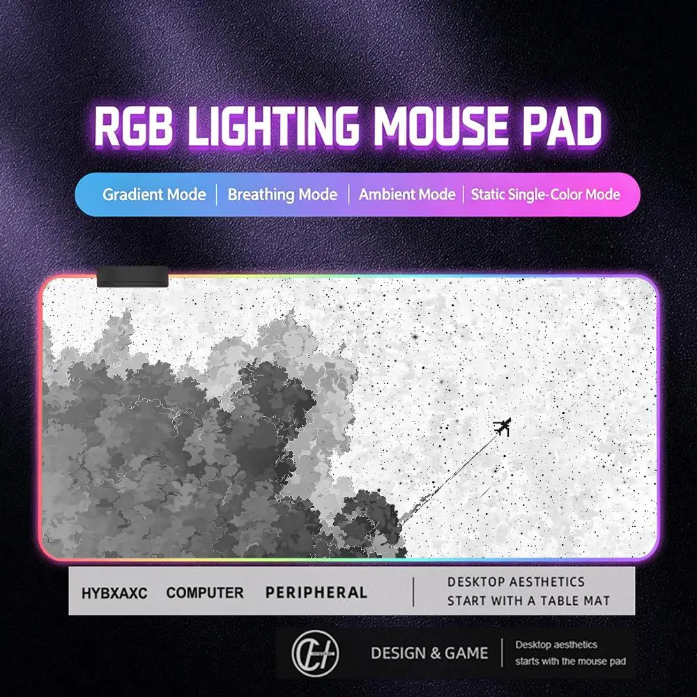 HYBXAXC Mouse Pads RGB Gaming Mouse Pad Desk Mat HD Gamer Large LED Light XXL Starry Sky Abstract Art RGB Mouse Pad 90X40CM