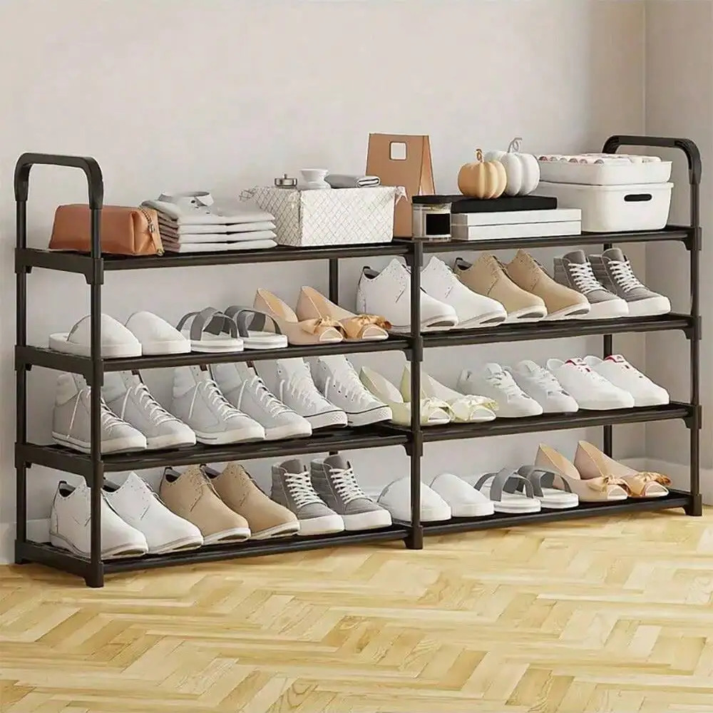 

4-уровневая усиленная двухрядная подставка для обуви — многофункциональный, прочный органайзер для обуви, сапог и аксессуаров