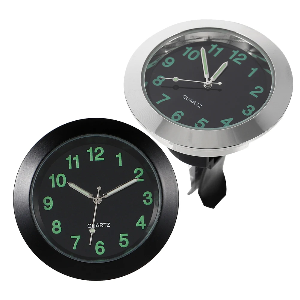 

2pcs Car Dashboard Luminous Glow Air Vent Automotive Clock Universal Portable Decorative Watch Small Electronic Quartz Clock For