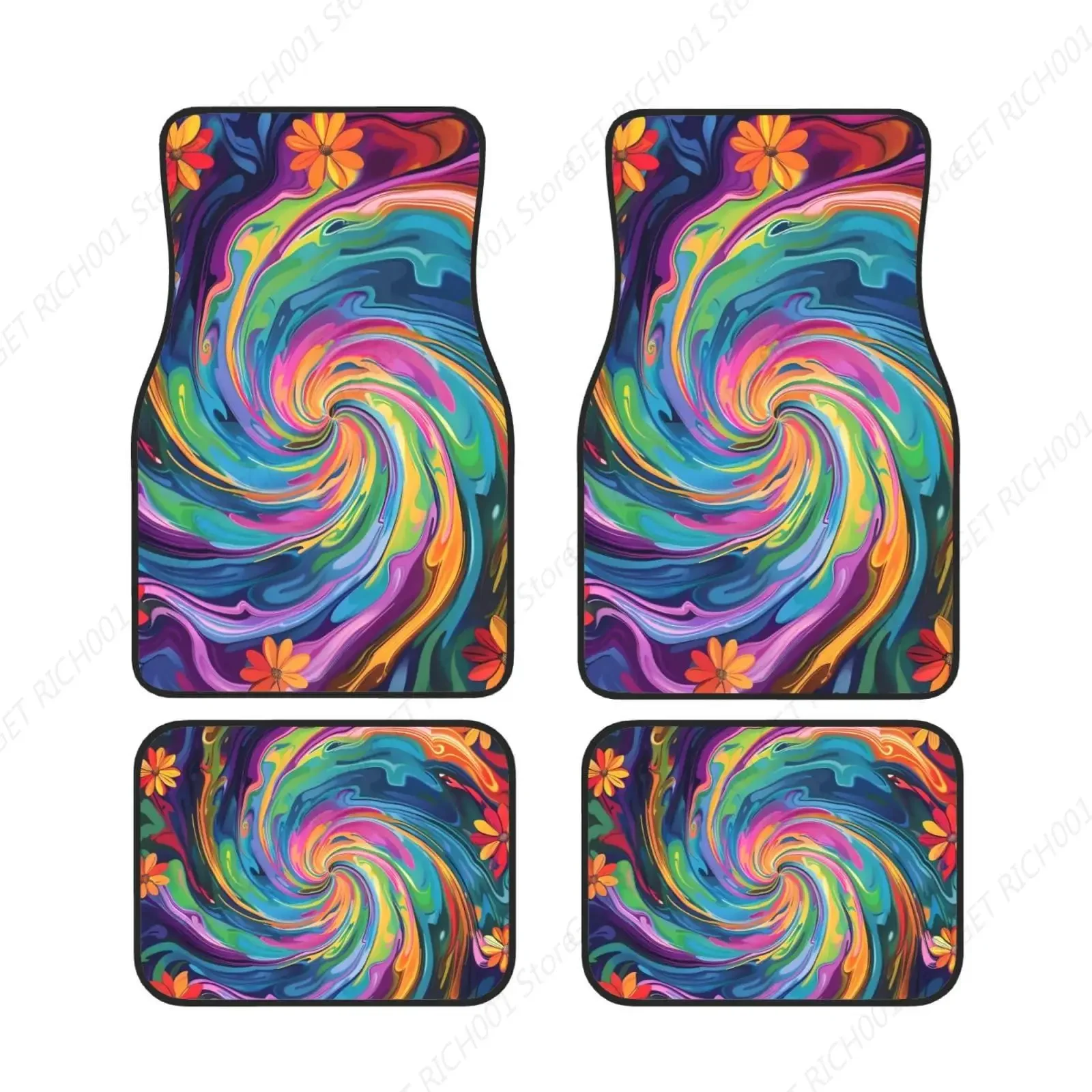 

Peter Max Estilo Vortex Swirl Margaritas Psicodélicas Divertido Juego Alfombrillas Para Pies Coche 4-Pieces Alfombrillas Para