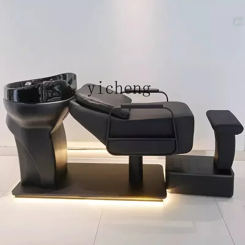 MR-1  barber shop shampoo bed hair salon special semi-lying flush bed high-end stainless steel deep basin hair punch bed