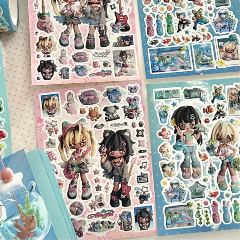 6 قطع من ملصقات شخصيات الرسوم المتحركة اللطيفة لمجلة القصاصات DIY لديكور الحرف اليدوية #5