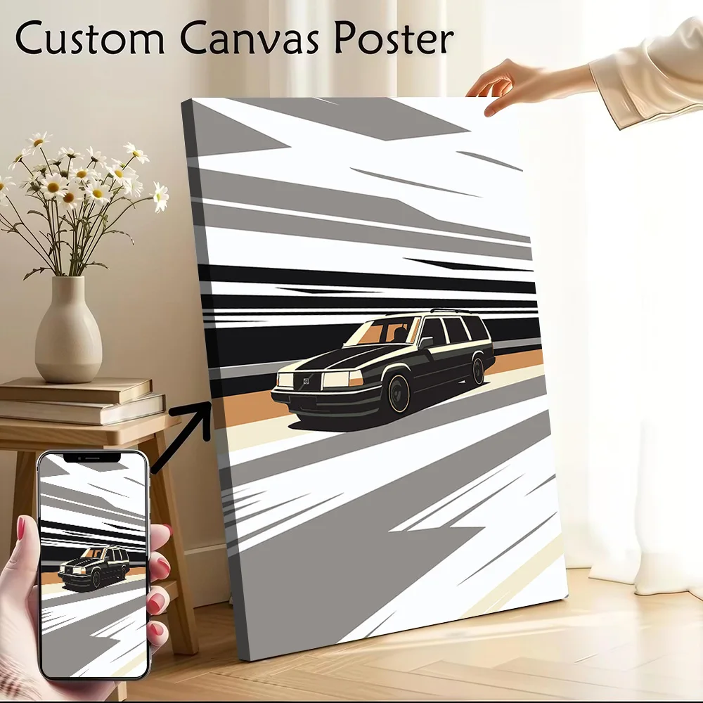 Sports Car 940 Turbo Vintage Canvas Poster Customizable Pictures Wall Art Canvas Painting for Decoration Living Room Decor Home