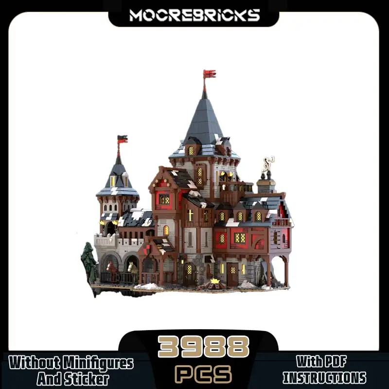 

Creative Medieval Architecture Series MOC Wolf Castle Building Blocks Palace Model Small Particle Assembled Brick Toy Xmas Gift