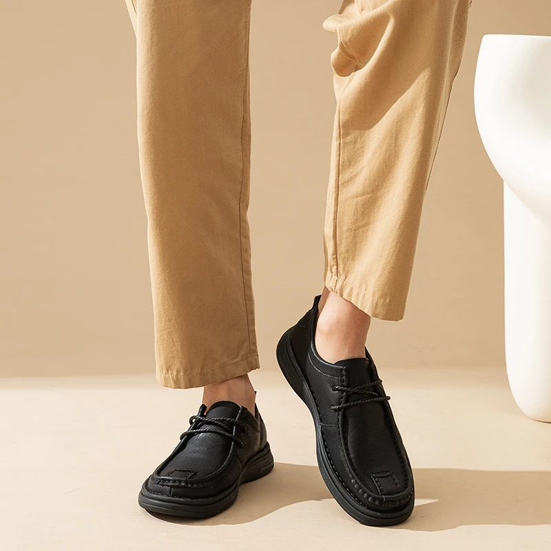 جلد أصلي للرجال حذاء كاجوال إيطالي برباط علوي أحذية غير قابلة للانزلاق ماركة فاخرة فستان أحذية الأخفاف أكسفورد أحذية رجالي Hombre