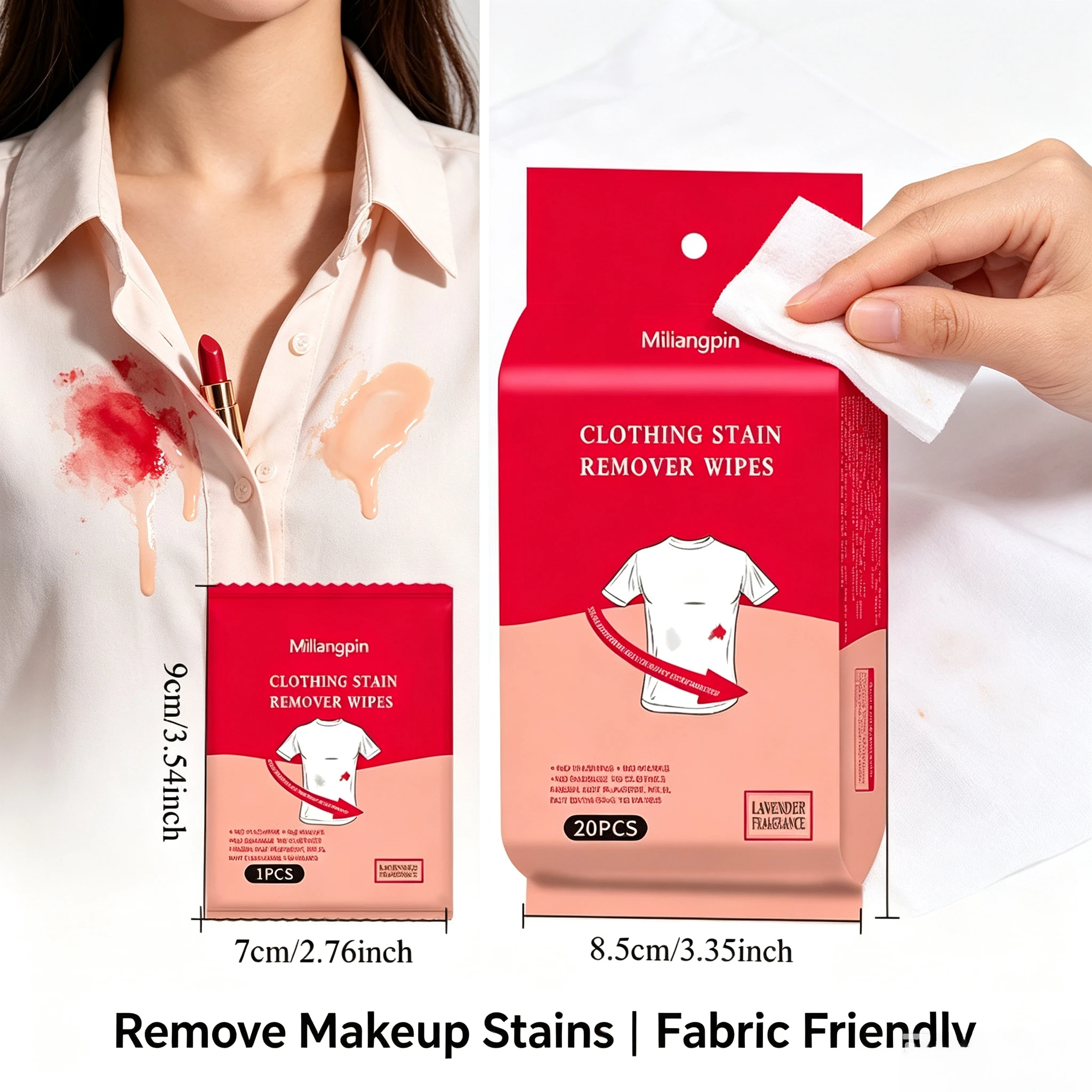 Clothing Stain Remover Oil Stain Cleaning Wet Wipes, Convenient to Carry and Use/Store for Outdoor Travel, Individually Wrapped.