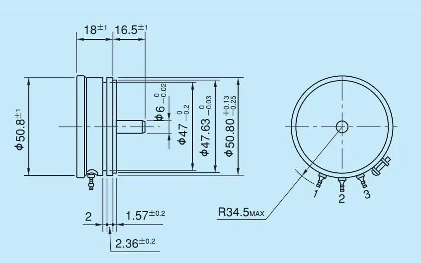 1pcs，Precision conductive plastic potentiometer，FCP50A  1K  2K  5K  10K，L±0.5%，360-degree infinite rotation in a single lap