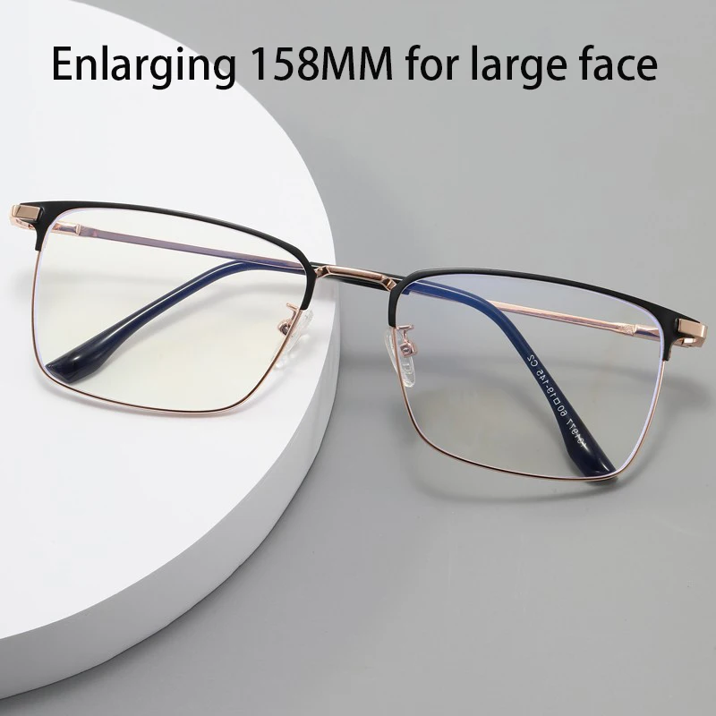 YL101977 ultra large face special 158MM men's semi-titanium frame business full frame anti-blue light flat lens myopia frame