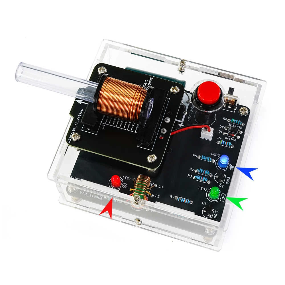 Enhanced High Voltage Electromagnetic Gun DIY Electronic Kit HU-064C Electromagnetic Pulse Acceleration Soldering Practice 3V