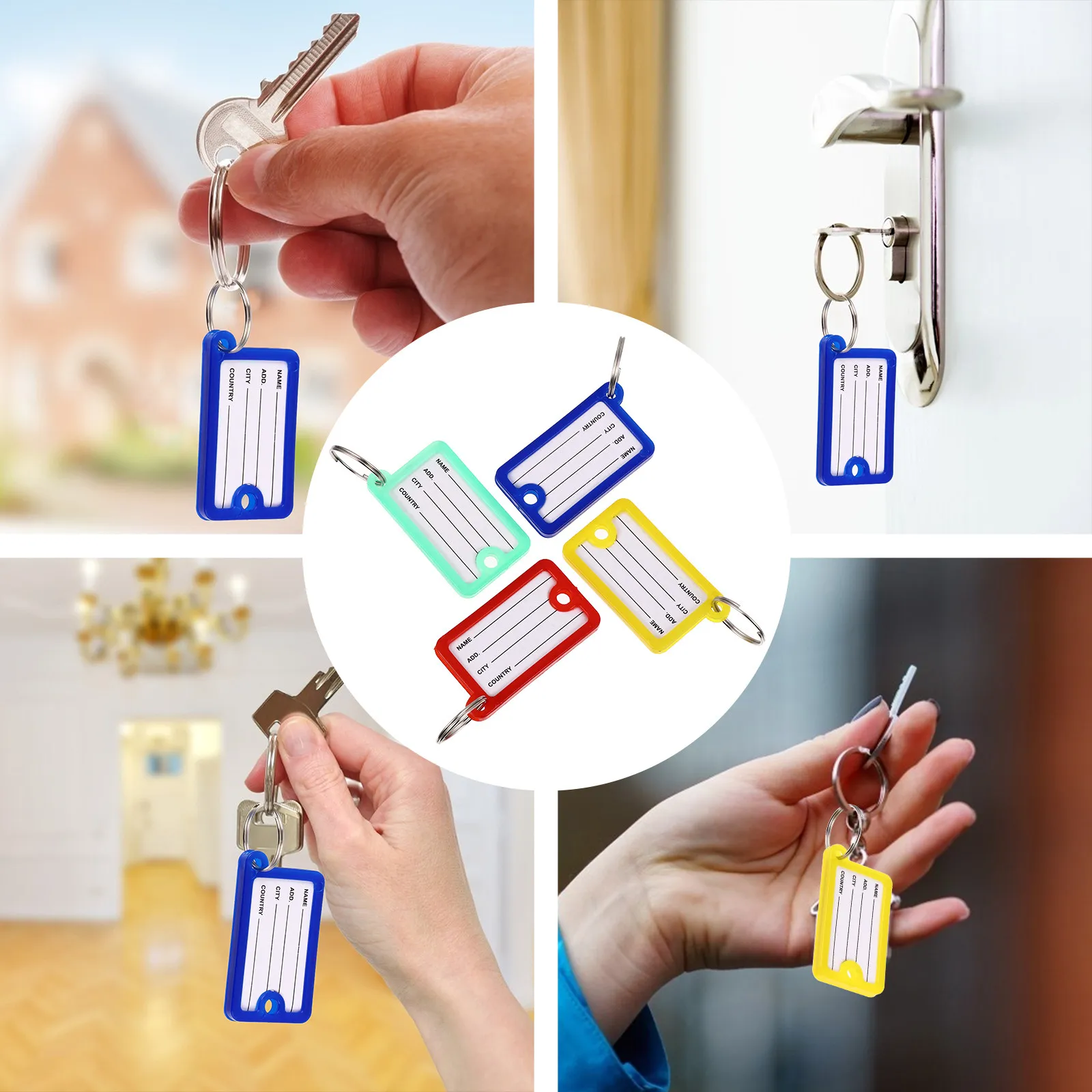 100Pcs Colorful Plastic Key Tags Versatile Key Labels for Keys Luggage Pool Locker Id Holder Name Tag Number Tags
