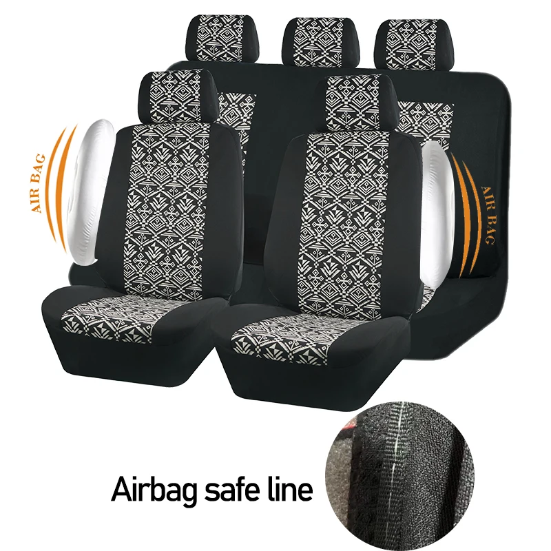 Universal Car Seat Cover Polyester Cloth Sandwich Color Strip Cloth Seat Car Cover With 3 Zippers Fit Most Car SUV Truck Van