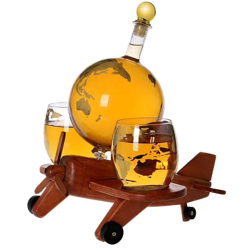 

Creative transparent glass aircraft sparkling wine bottle, high borosilicate transparent glass wine bottle aircraft decanter