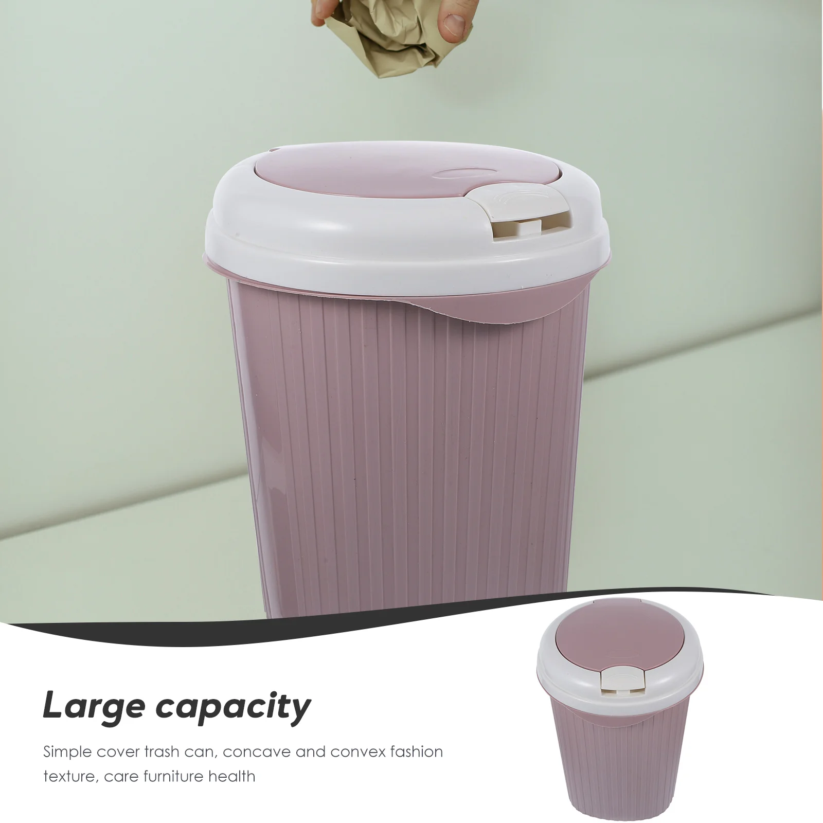 

Plastic Trash Can Simple Cover Kitchen Office Home Waste Basket Household Cleaning Supplies Portable Storage Container