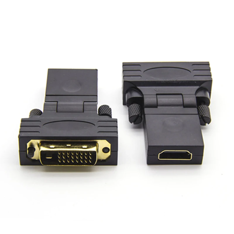 2pc HDMI-compatible to DVI 24+1 Pin Adapter 360degree Rotatable HD 4K 1080P Female to Male Converter Adapter for PC TV Projector