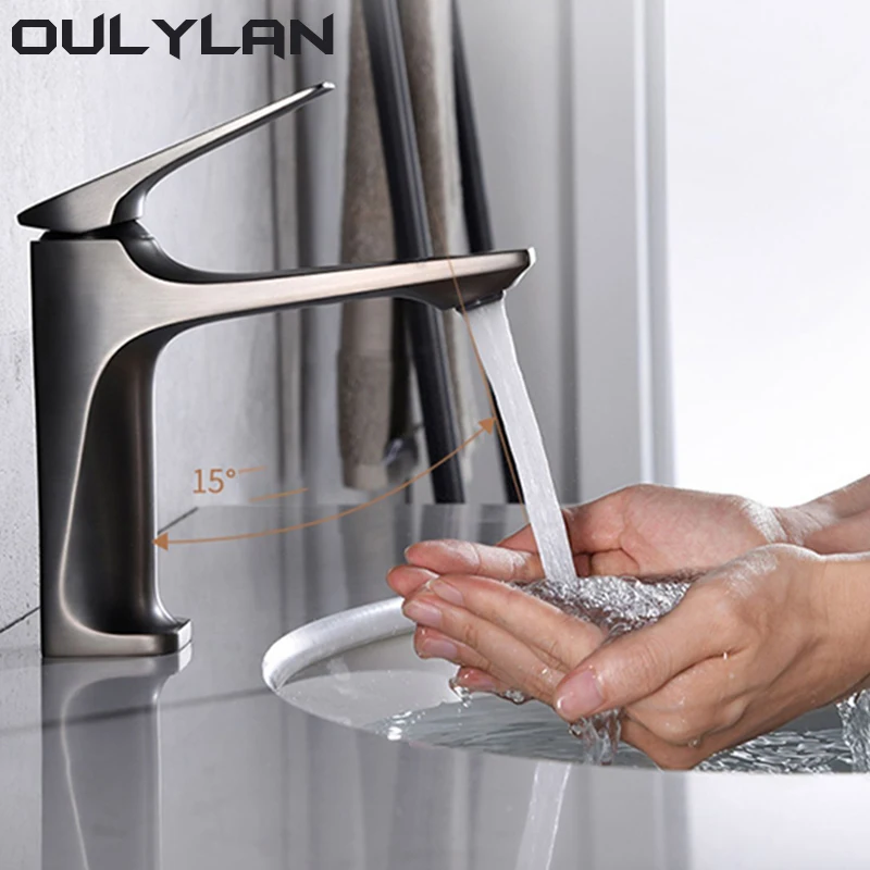 

Oulylan Bathroom Waterfall Basin Sink Faucet Black Faucet Brass Bath Faucet Hot&Cold Water Vanity Tap Deck Mounted Washbasin tap