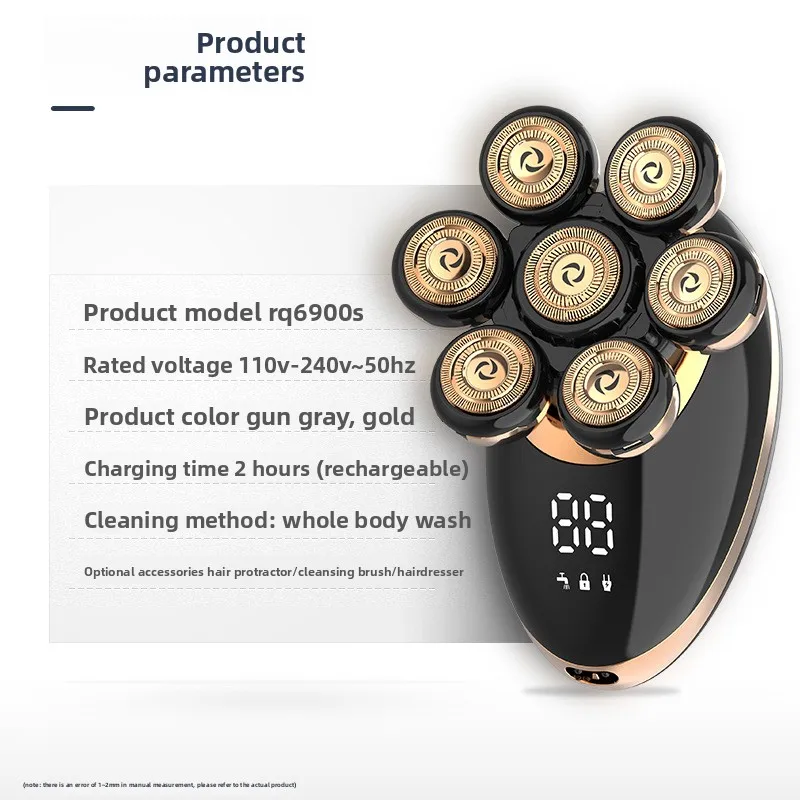 국경 간 특별 5-in-1 새로운 7헤드 전기 면도기, 다기능 면도, 코털 정리, 대머리 면도