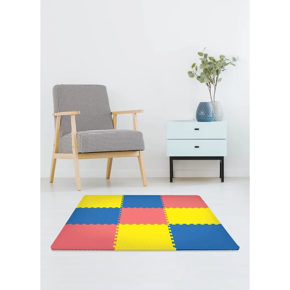 Multicolor Interlocking Foam Floor Tiles Cushioned Non-Slip Water Resistant Easy Clean Ideal Home Gym Playroom Garage