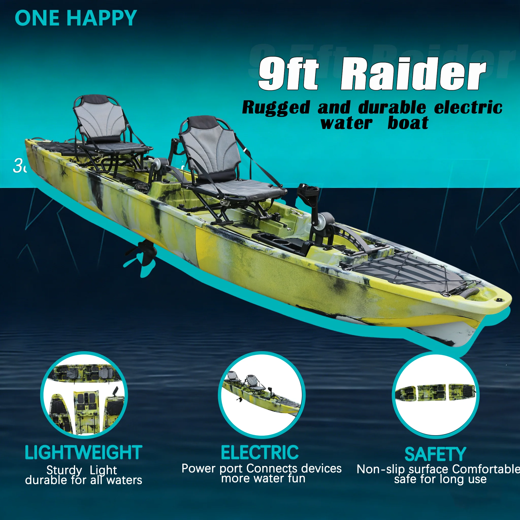 

14.4FT Modular Kayak VK-46 2-Person Foot Pedal Fishing Kayak Detachable Motor Heavy Duty for Lakes Outdoor Freshwater Fishing