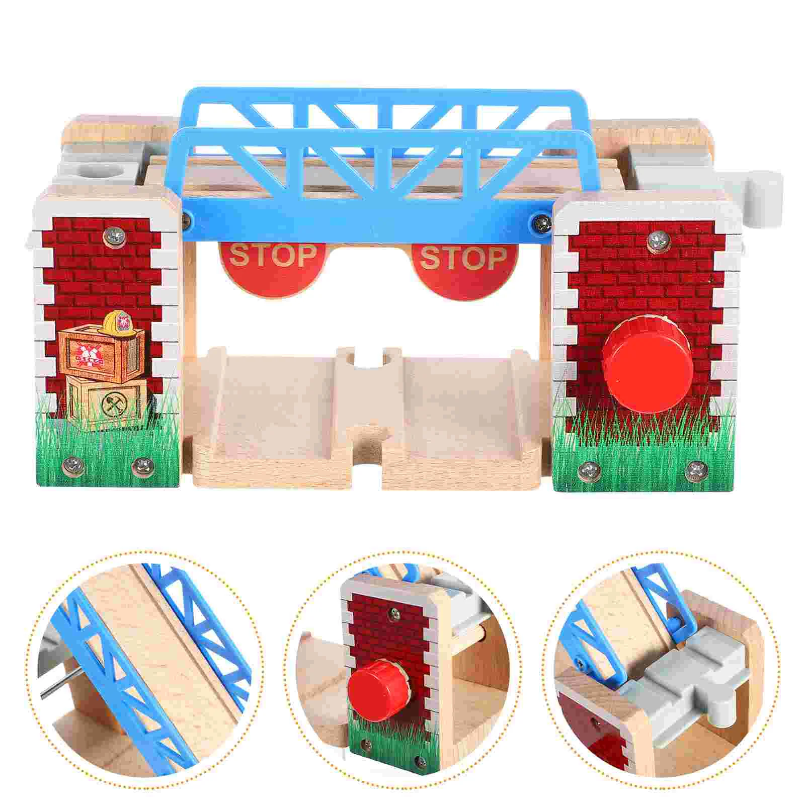 Puente de elevación de plástico portátil para niños, juguetes de vías de tren cruzado, accesorios educativos