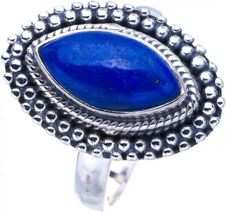

Hesy Natural Lapis Lazuli Handmade 925 Sterling Silver Ring Q 3/4 F0002