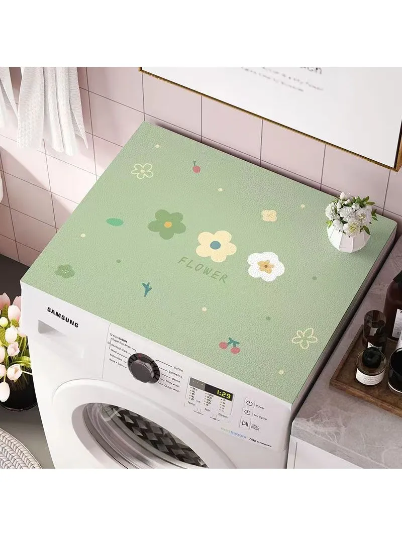 

Style Tech Fabric Washing Machine Cover Dustproof Water Absorbent Microwave Oven Mat Roller Drum Cover Pad Home Decor