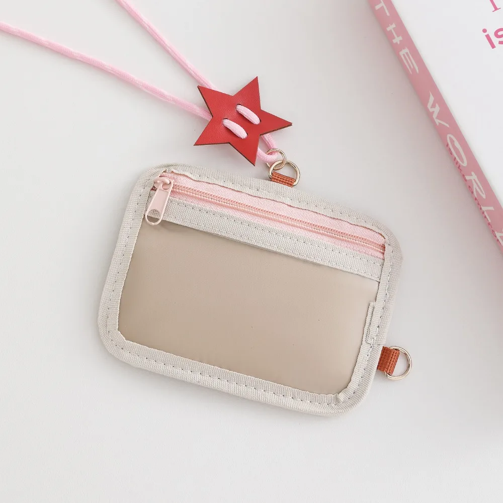 New Soft Shell Card Holder with Lanyard Transparent Bus Pass Card Cover Dual-use Working Badge Holder Students