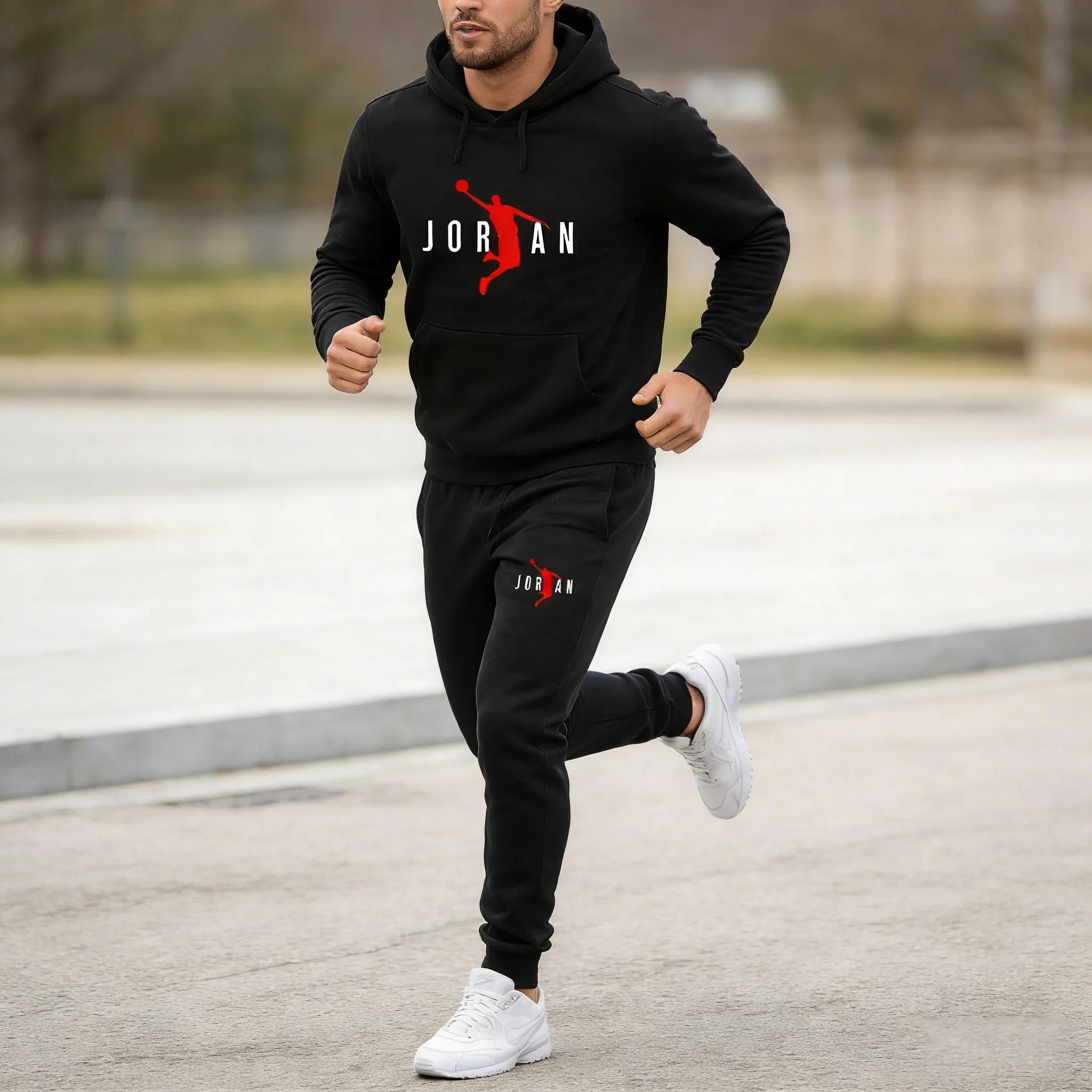 

New Fashion Men's Sportswear Set, Outdoor Men's Casual Pullover + Jogging Pants Two-piece Set