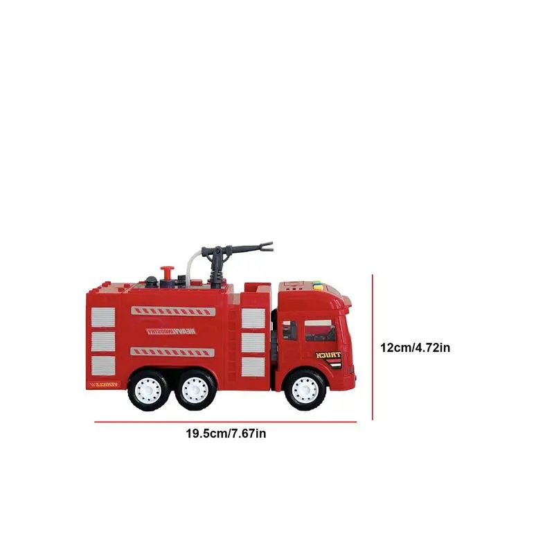 Caminhão de bombeiros de brinquedo para meninos e meninas, bomba de água de trabalho, motor de caminhão de bombeiros vermelho com luzes de escada, sirenas realistas para meninos e meninas