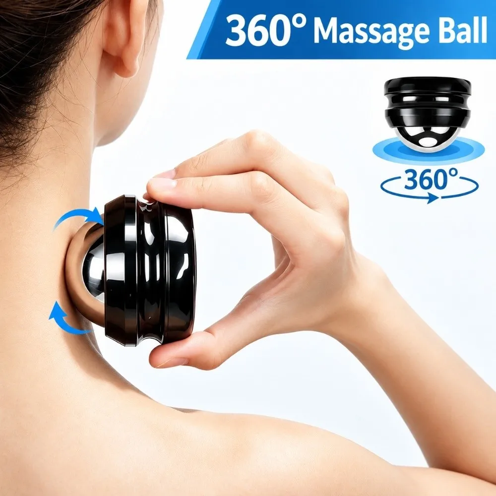 360 Degree Rotating Massage Roller Ball Dual Hot Cold Use Stainless Steel Cold Hot Massage Roller Ergonomic Grip