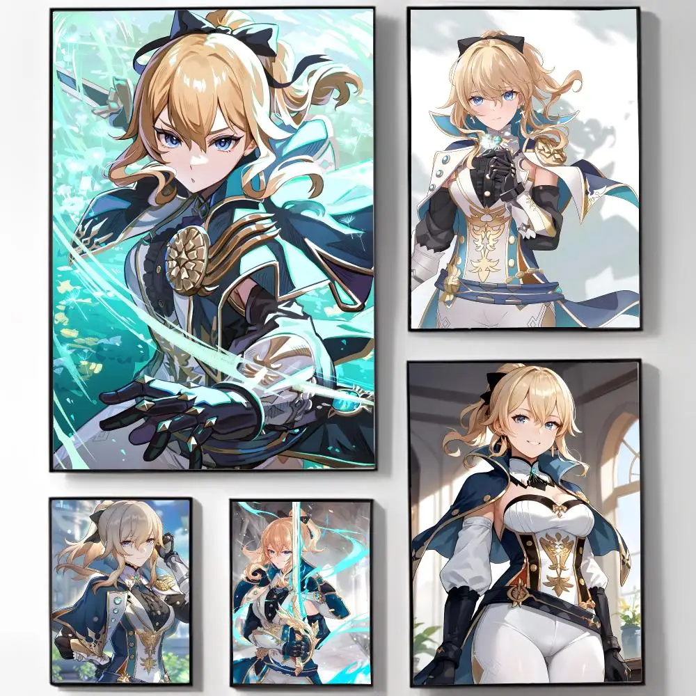 Noble Reliable Knight G-Genshin Impact Jean Poster High-definition Art Sticker Self Adhesive Waterproof Home Decoration