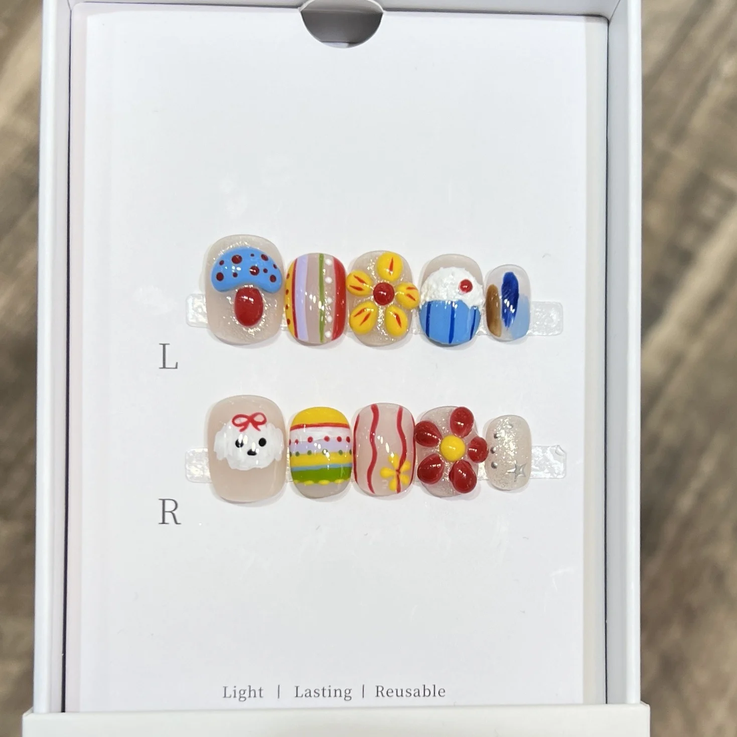 

10pcs Lovely Handmade Nails Fun Cartoon Mushroom Dog Design Press on Nail Short Oval Fake Nail for Women&Girl False Nail Art