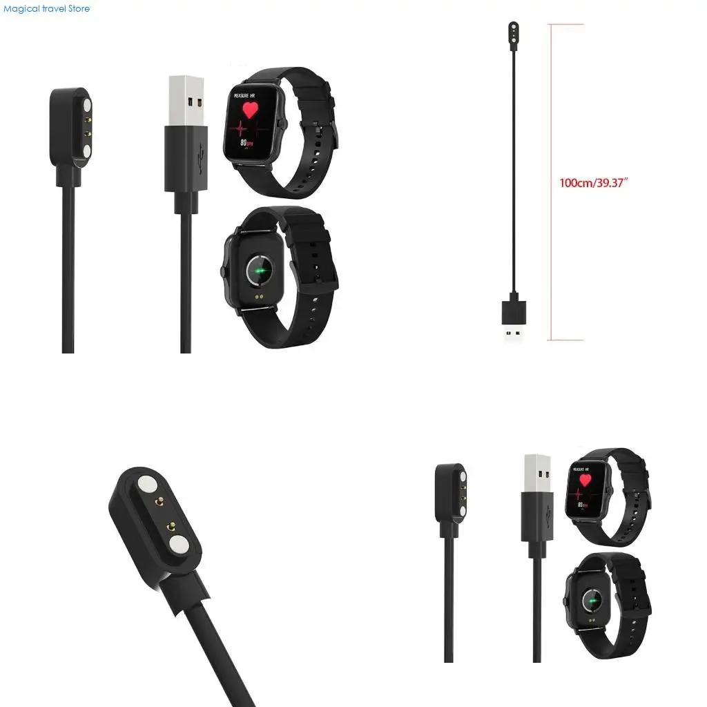 N2UB Chargers 2 Charging pins Support for Smart Watch P8 Portable with USB Cord Safe Charing