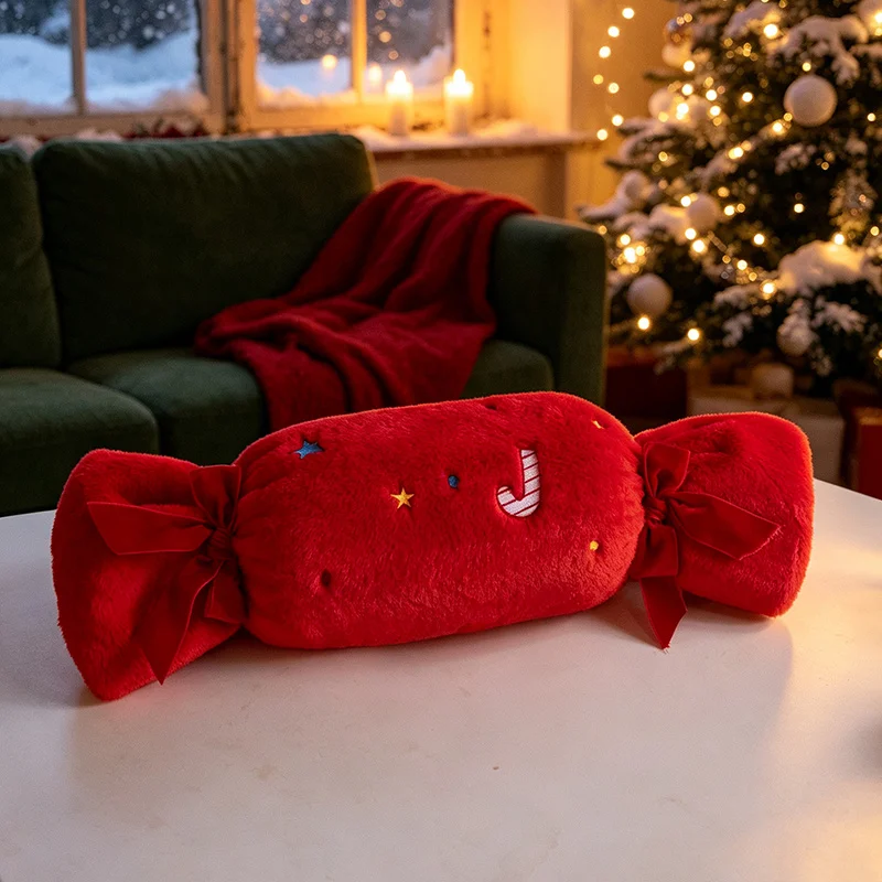 Christmas Themed Pillows Apple Xmas Tree Garland Wreath Candy Stuffed Plush Sofa Cushion Waist Support Merry Christmas Decor