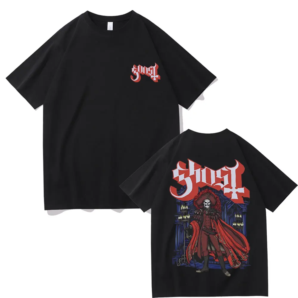 Best Famous Ghost Band Double Sided Print T-shirts Men Women Vintage Gothic Rock Metal Tshirt Man Pure Cotton Oversized T Shirts